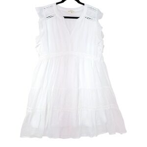 Indigo Rose White Sleeveless Tiered Lined Dress Petite XL Ruffles